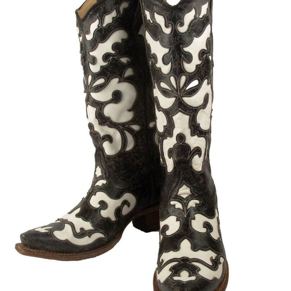 Corral Shoes - Antique Black and White Corral women's boots
